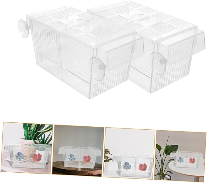 Beaupretty 4pcs Self-Floating Fish Fry Breeding Box Aquarium Nursery Incubator with Dual-Layer Separation for Betta Fish Tank Protection and Observation
