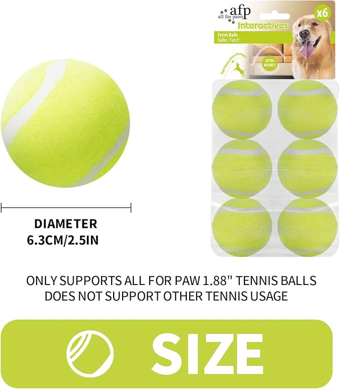 ALL FOR PAWS Interactive Dogs Ball Toy, 2.5" Dog Safety Fetch Balls Toy with High Bounce, Exercise and Play Dogs Tennis Balls Suitable for Ball Launchers