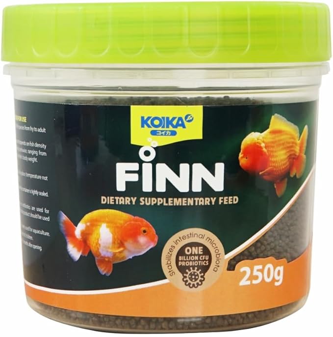 KOIKA FINN Probiotic Fish Food Pellets for Ornamental Fish, 43% Protein with Bacillus Probiotics, Supports Digestion and Immune Health for Daily Feeding (250g, Goldfish - 3.0mm Pellets)