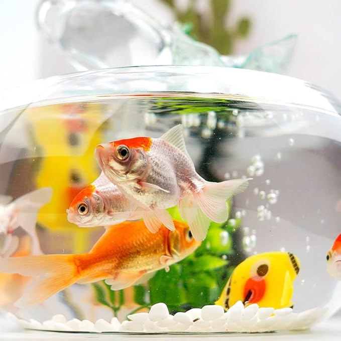 Fish Tabk Goldfish Bowl Fish Tank Goldfish Flowing Water Ornament Glass Mini Desktop Home Living Room Aquarium Starter Kits Cool Fish Tank(Color:A)