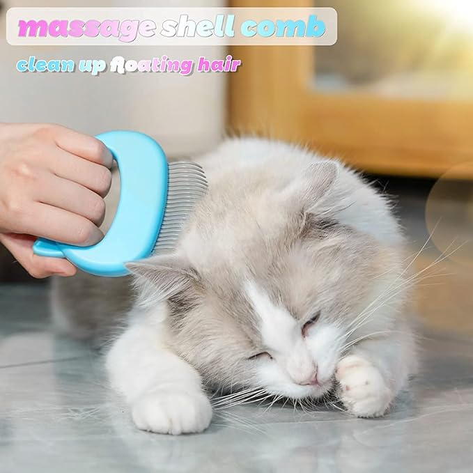 Cat Comb Pet Cat Short & Long Hair Removal Massaging Shell Comb Soft Deshedding Brush Grooming and Shedding Matted Fur Remover Massage Dematting Tool for Dog Puppy Rabbit Bunny (3 PCS)
