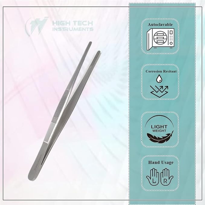 Reptile Feeding Tongs Straight Aquarium Tweezers Anti-Rust Thickened Stainless Steel Forceps, for Terrarium, Fish Tank, Snakes/Lizards/Gecko, Planting By HTI (5.5")