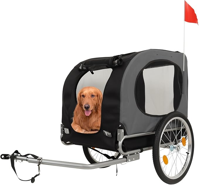 Dog Bike Trailer, Supports up to 88 lbs, Pet Bicycle Carrier, Easy Folding Cart & Quick Release Wheels, Washable Non-Slip Lining,Universal Bicycle Coupler for Small/Medium Pets
