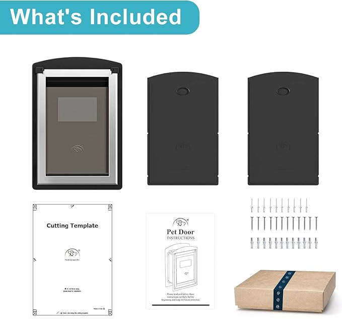 ClawJaw Doggy Door for Wall, Metal Frame and Telescopic Tunnel Pet Door, Double-Sided Wind Deflector and Magnetic Flaps, Easy to Install, Black (Pets Up to 40 Lb)-Medium