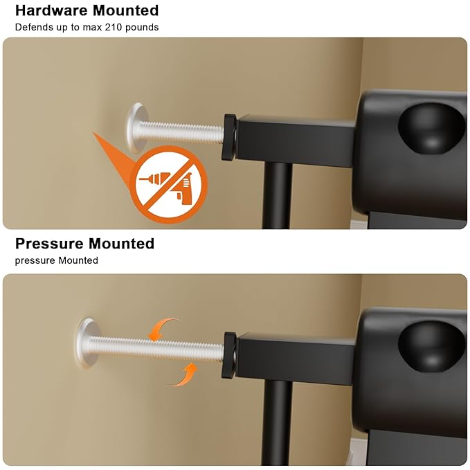 Extra Wide Baby Gate Extra Wide Extra Tall Dog Gates for Stairs Doorways Black Metal Tension Indoor Safety Gates with Pressure Mount 67-71.5 Inch