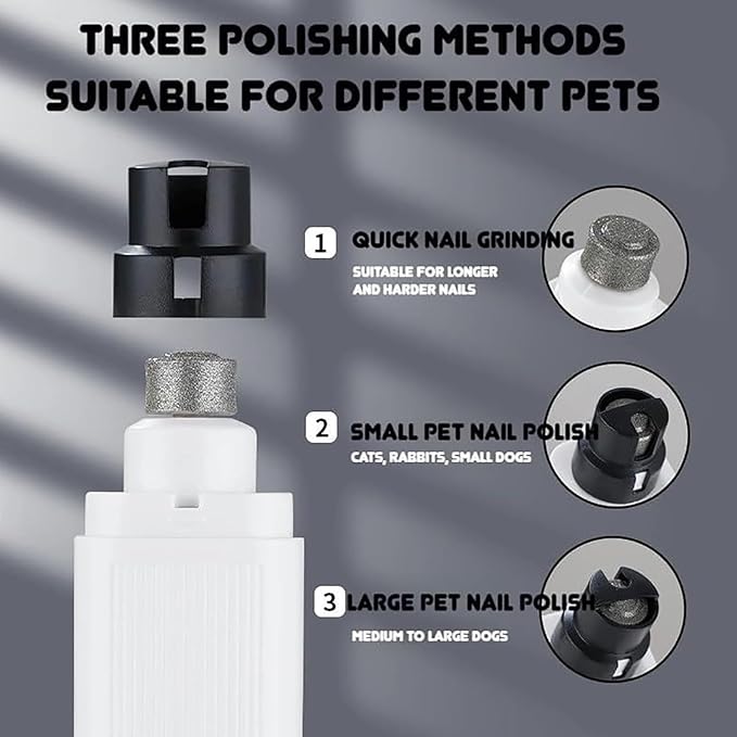 Cat Nail, Nail Trimmer, Dog Nail Grinder, Safe Cut Cat Nail Trimmer, Two Adjustable with 360° Grinding Settings, for All Cats ＆Dogs (White*2)