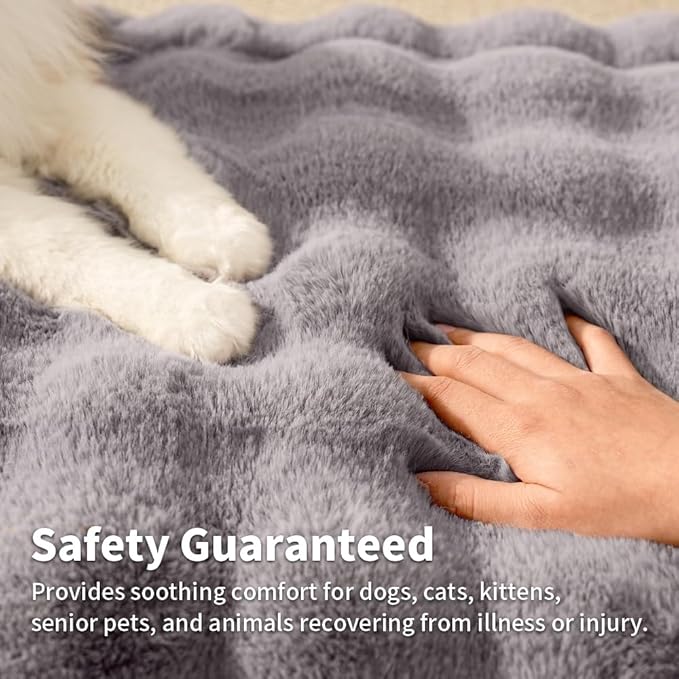 Self-Warming Cat Blanket, Dual-Side Plush Sherpa Throw with Anti-Static, Snuggle Mat for Kittens & Cats, Cozy Bed Topper for Windowsills & Couches, Machine Washable & Dryable, 21x18 Inch Gray
