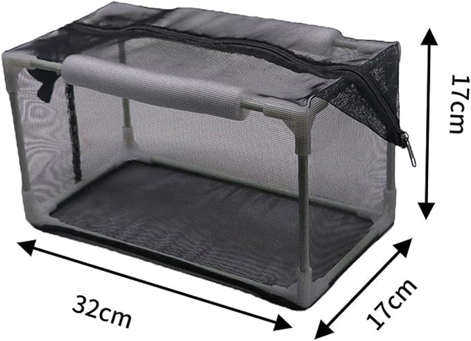 Aquarium Separation Net Breeding Box Nylon Mesh with Zipper for Fish Spawn Hatchery Lightweight, 32x17x17cm