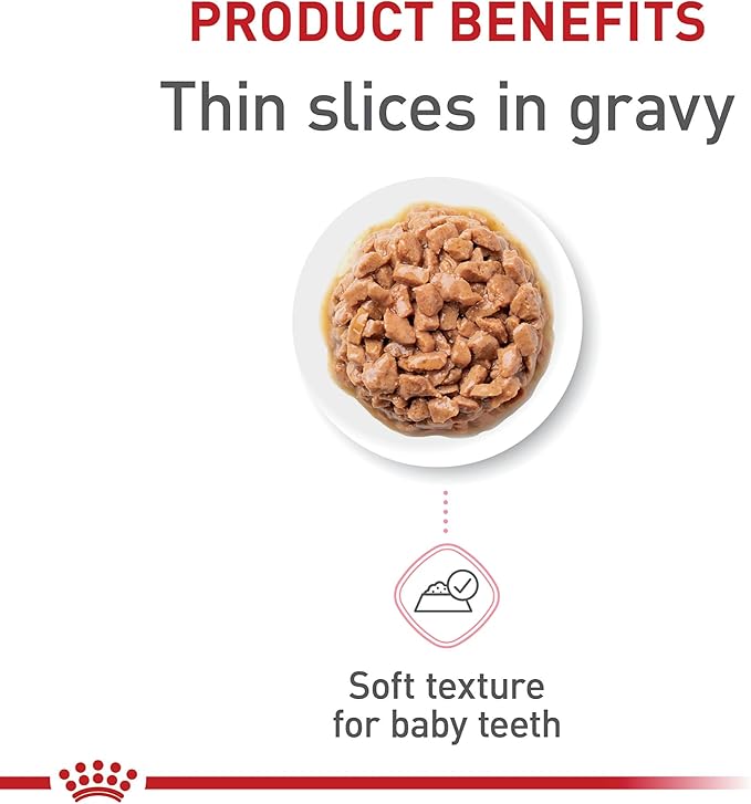 Royal Canin Feline Health Nutrition Kitten Thin Slices in Gravy Cat Food, 3 oz (Pack of 18)