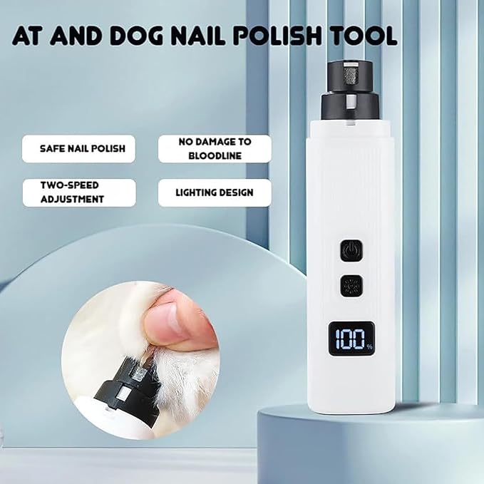 Cat Nail, Nail Trimmer, Dog Nail Grinder, Safe Cut Cat Nail Trimmer, Two Adjustable with 360° Grinding Settings, for All Cats ＆Dogs (White*2)