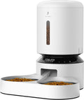 PETLIBRO Automatic Cat Food Dispenser for 2 Pets 5L Auto Dog Feeder Dry Food Dispenser with Splitter & 2 Stainless Bowls, 10s Meal Call and Timer Setting 50 Portions 6 Meals Per Day, Dual Tray Feeder