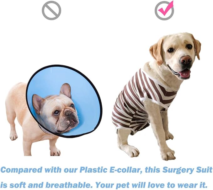 Dog’s Recovery Suit Post Surgery Shirt for Female Male Dog, E-Collar Alternative Wound Protective Clothes (Purple stripe-2xl)