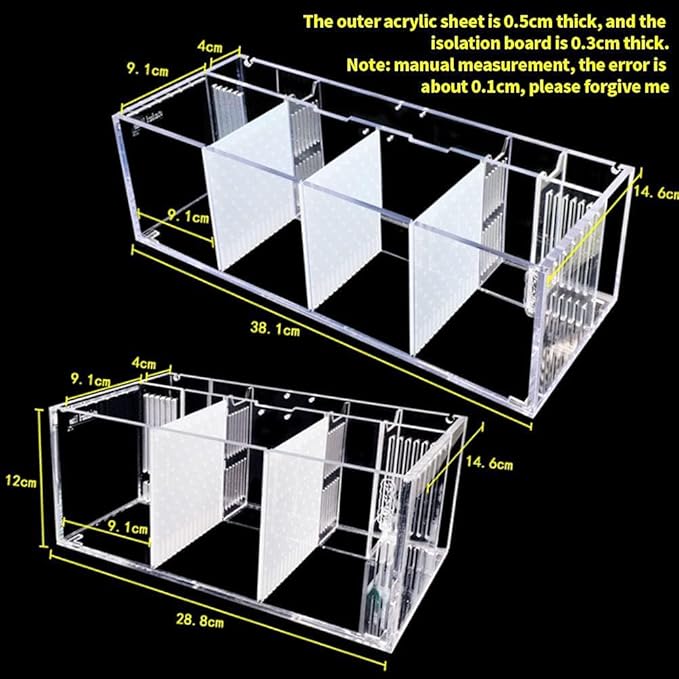 Acrylic LED Aquarium, Professional Betta Fish Tank, Transparent Aquarium Starter Kits, Ultra Clear Acrylic Fish Bowl, Rimless Desktop Betta Fish Tank,4 Rooms