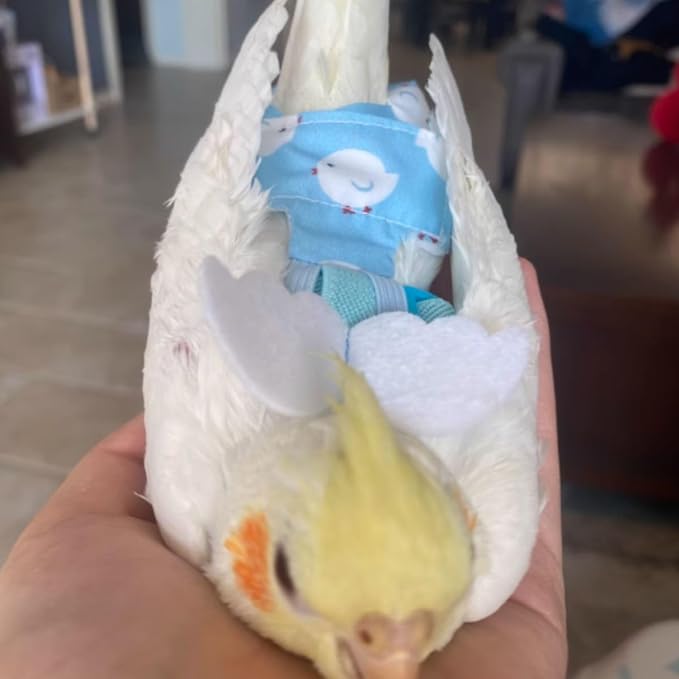 Adjustable Bird Diaper Harness Flight Suit Clothes with 80 Inch Flying Leash Rope for Parrots Conure Cockatiel (Yellow,XS)