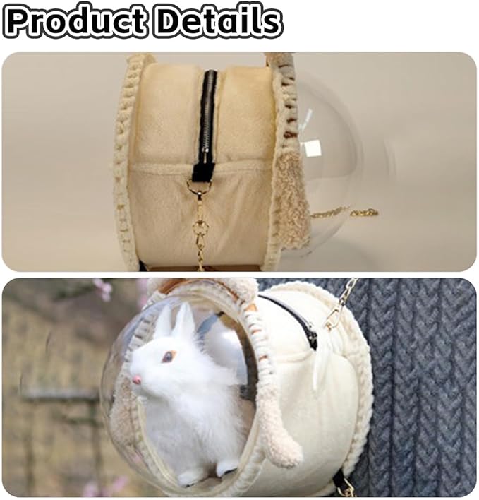 MANON ROSA Bird Carrier Backpack – Breathable Travel Bag with Clear Dome, Cute Cozy and Lightweight for Small Parrots Parakeet Lovebirds Budgie Cockatiel Sugar Gliders Hamsters Rabbits (Rabbit,Small)