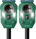Solar Ultrasonic Animal Repellent Outdoor, 2 Pack Deer Repellent for Yard with RIP Sensor, IP65 Waterproof Squirrels Repeller, Effective Deterrent Cat, Raccoons, Skunks, Rabbits