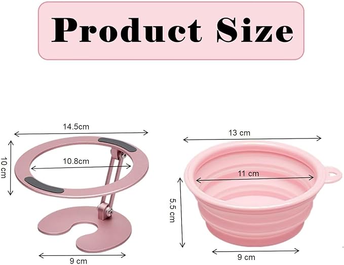 Collapsible Elevated Cat Dog Food Bowl, Portable Raised Pet Food Water Dish with Collapsible Stand, Adjustable Tilted Food Feeder for Pets, Whisker Friendly Cat Feeding Watering Dish for Travelling