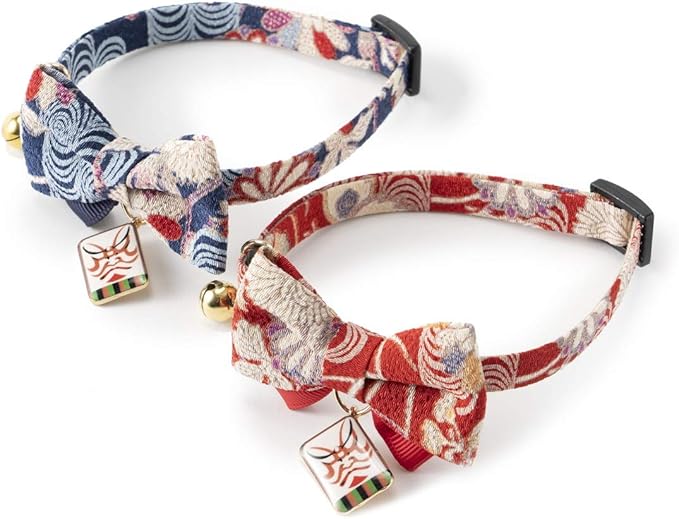 Necoichi Kabuki Charm Bow Tie Cat Collar (Red)