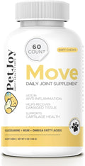 PetJoy Mobility Chews for Dog Arthritis Pain Relief - Hip and Joint Supplement for Dogs Senior and Large Breeds Glucosamine Chondroitin Joint Health Support (60 Chewable Bacon Treats)