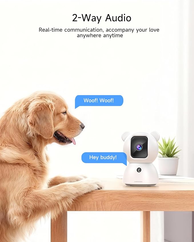 2 Pack 2.5K Cameras for Home Security, Non-Subscription AI Human/Pet/Crying Detection, 4MP Dog/Cat/Pet Camera Indoor with Phone App, Pan Tilt 2.4G WiFi Indoor Cameras, IR Night Vision, 2-Way Audio