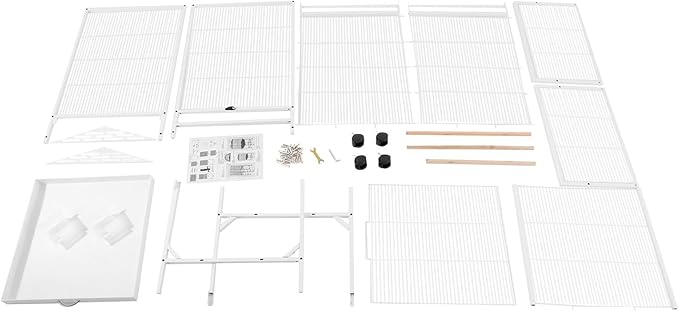 Large Bird Cage with Stand & Wheels, Freestanding Parakeet Birdcage with Wooden Stands & Feeding Cups, 49.2 Inch Bird Flight Cages for Parrot Canaries Cockatiels Budgie Parrotlet (White-C)