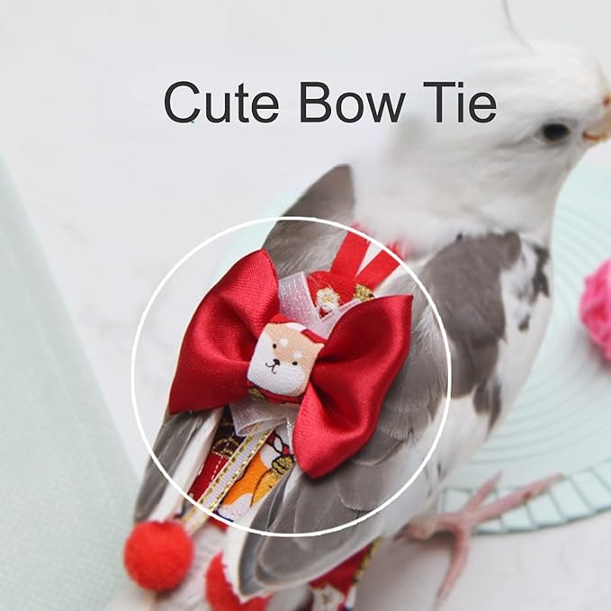 Bird Flight Suits Diapers, Parrot Flight Suits Diapers for Monk Parakeets, Cockatiels Flight Suits, Parrot Clothes, Bird Training Nappy Suit Liners Clothes (L, Red-D)