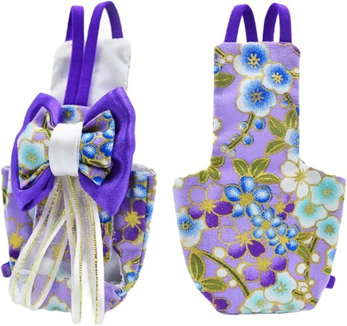 Bird Diapers, Parrot Flight Suits Diapers for Small & Medium Size Birds, Reusable Bird Wet Diaper, Purple, Size S