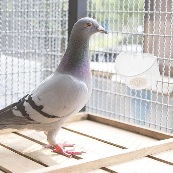 6pcs Pigeon Feeding Bowls with Watering Dish, Large Plastic Bird Cage Cups for Hanging Feeders, Suitable for Pigeon and Rabbit Cage Watering Supplies