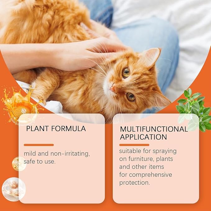 2pcs Cat Deterrent Spray for Indoor and Outdoor, Safe Indoor & Outdoor Deterrent for Furniture & Carpet Protection, Natural Anti-Scratch Spray for Cats, for Sofa, Rugs, Chairs,200ML| 6.8oz