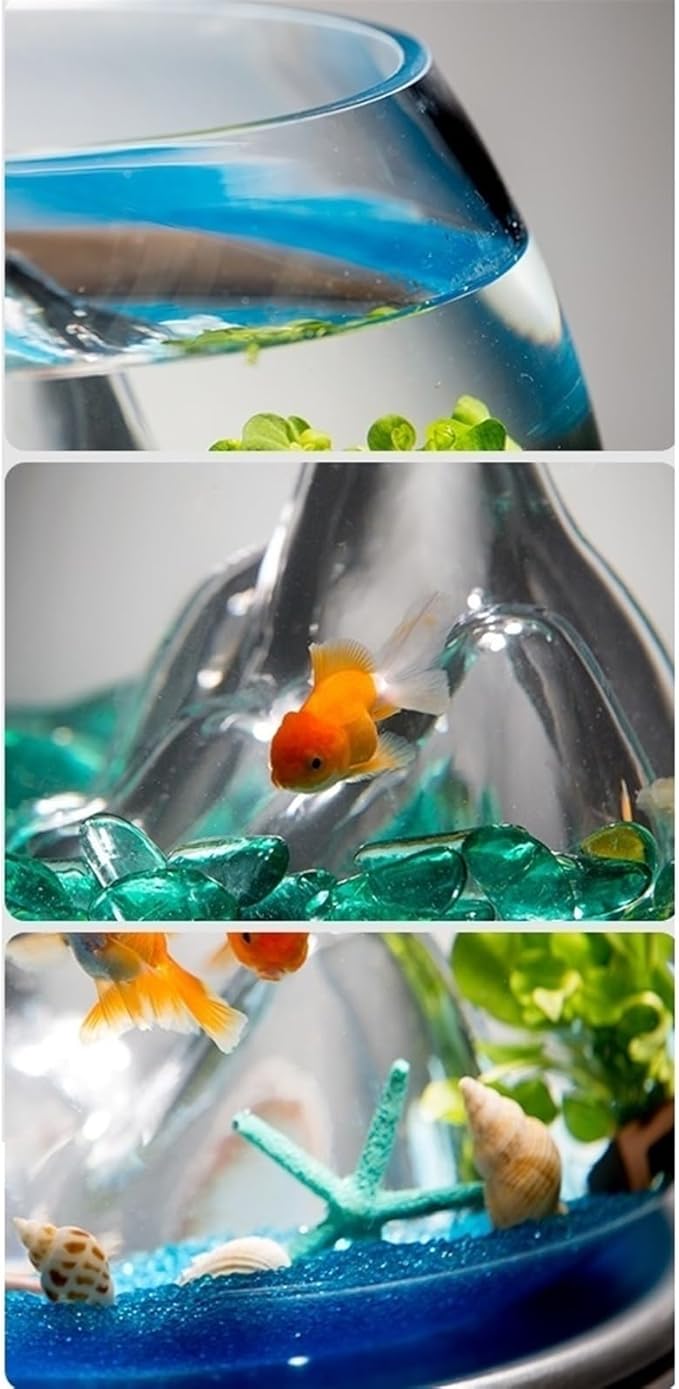 Fish Bowl Creative Desktop Glass Aquarium Tank with Raised Mountain Peak Modeling Decorative Living Room Transparent Glass Aquarium Aquarium Decorative Ornaments for Home Use Aquariums(16x21x12cm)