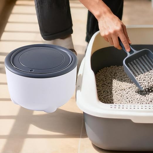 Generic Cat Litter Trash Can,with Press Type Lid,Portable Trash Bin,Lightweight,Multipurpose,Mini Countertop Cat Litter Disposal Bin, Gray