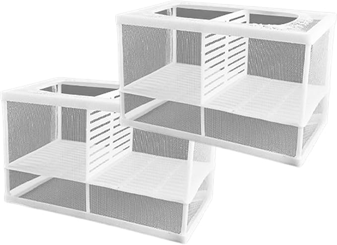 2PCS Protective Aquariums Breeding Cage Netting Nursery Tanks with Suction Cup for Fry Rearing and Secure Observation Spawning Box for Aquariums Fish