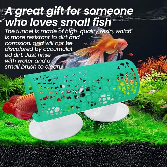 Betta Fish Hammock with Suction Cup - Plastic Aquarium Hideout & Resting Leaf for Betta Fish Tank, Decorative Shelter to Reduce Stress, Easy to Install (Green)