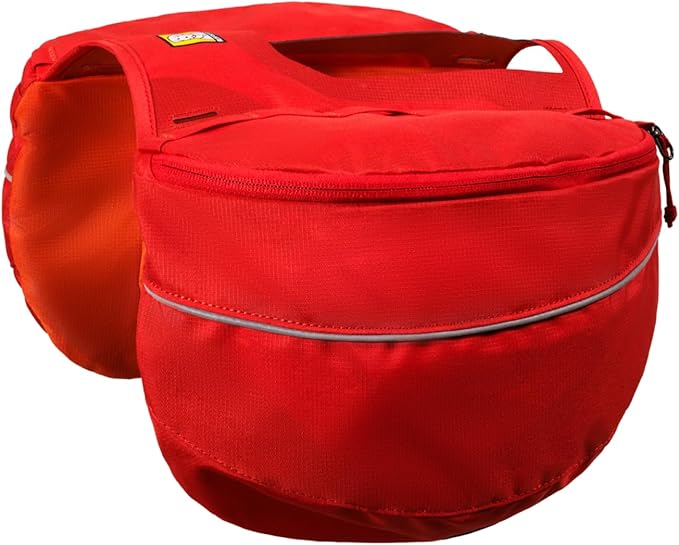 Ruffwear Palisades Dog Backpack, Multi-Day Pack with Removable Saddlebags, Breathable Adjustable Harness, Reflective Trim, Red Currant, X-Small