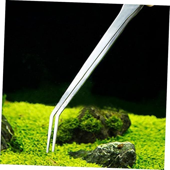 Didiseaon Curved Tip Aquarium Plant Tweezers Stainless Steel Aquatic Plant Tools for Fish Tank Ergonomic Design for Maintenance