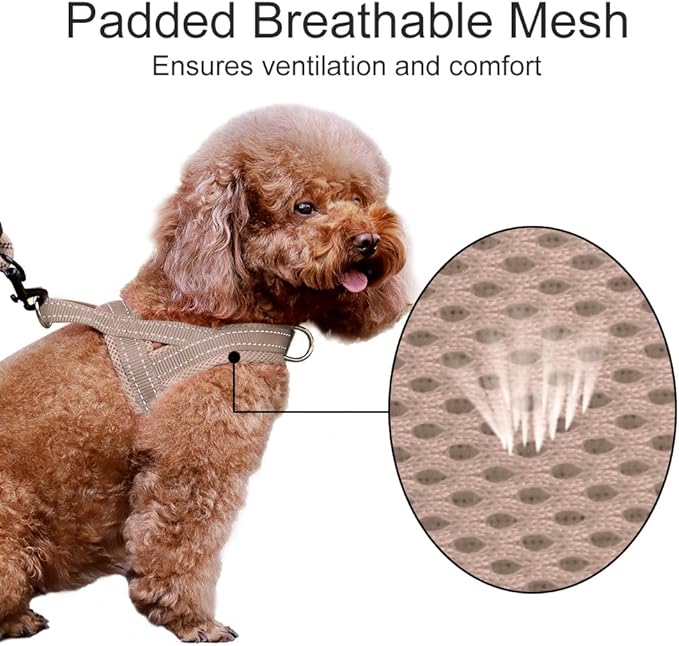Plutus Pet No Pull Dog Harness with Breathable Mesh Padded, Adjustable Reflective Escape Proof Dog Harness, Quick Fit Dog Vest Harness for Small Medium Large Dogs(L, Beige)