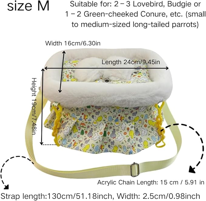 2 in 1 Warm Bird Carrier Bag, Bird Hammock Bed for Cage, Winter Travel Bag, Portable Parrot Outing Bag for Lovebird, Budgie, Conure, Quaker, Small Medium Birds (Purple,Medium)