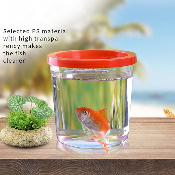 Portable Fish for Tank Aquarium Transparent Keeper Fishbowl for Turtle Betta Jellyfish Starter Kit Bowls with Lids