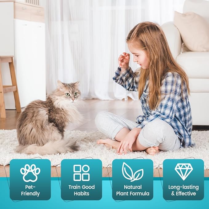 Effective Cat Deterrent Spray, Natural Cat Repellent Indoor Outdoor, Safe Cats Scratch Deterrent for Furniture, Cats Spray Deterrents for Urine Marking in House, 3.38 FL Oz (1)