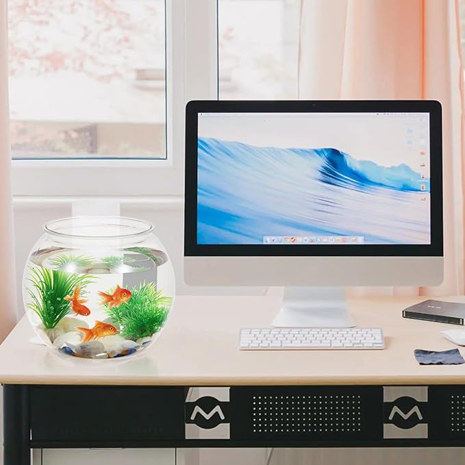 Acrylic Desktop Fish Tank Hydroponic Containers Fish Bowl Decor for Betta Desktop Decoration Small Tank Plant Pot Vases, 7.7X7.7X7.1in
