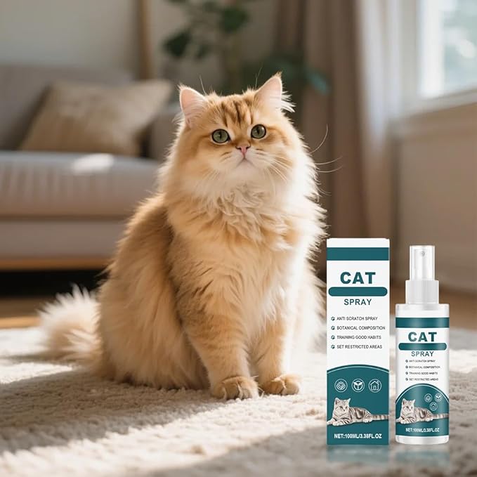 Effective Cat Deterrent Spray, Natural Cat Repellent Indoor Outdoor, Safe Cats Scratch Deterrent for Furniture, Cats Spray Deterrents for Urine Marking in House, 3.38 FL Oz (2)
