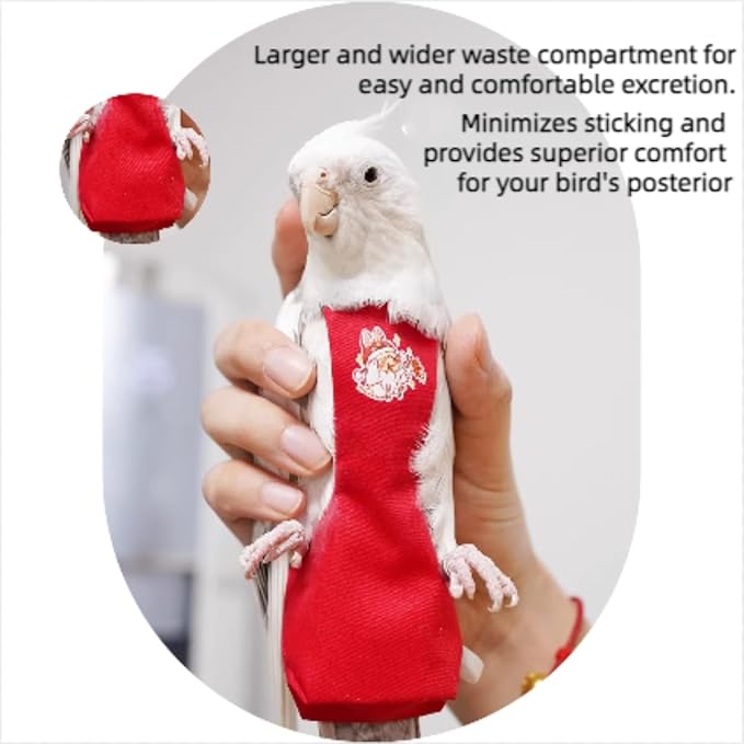 MANON ROSA Bird Diapers Leash Set Washable Reusable Handmade Flight Suit Waterproof Inner Layer - Protective Parrot Nappy Clothes Parakeets Macaws Budgies Canaries (Orange1,Myna)