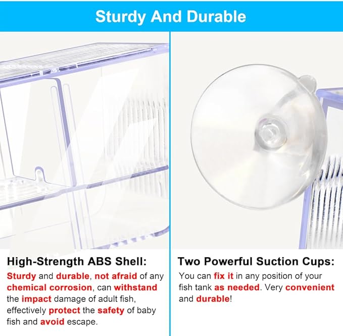 Fish Breeding Box Aquarium Holding Tank Transparent Fish Isolation Box Acclimation Hatchery Incubator Breeder for Betta Shrimp Clownfish Guppy(Size L)