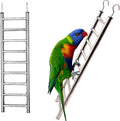 2Pack Stainless Steel Bird Ladders 9-Step Parrot Ladder Hanging Bird Cage Climbing Toys with Hooks Birds Exercise Toy for Parakeets, Parrots, Cockatoo，Rust-Resistant and Easy to Clean