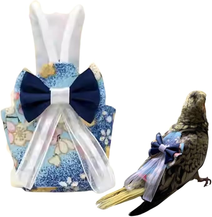 Bird Diaper Cockatiel Clothes Flight Suite, Reusable Parrot Nappy with Waterproof Inner Layer, Cute Pigeon Pants Urine Wet Suit Costume for Conure Macaw (Blue A,Macaw)