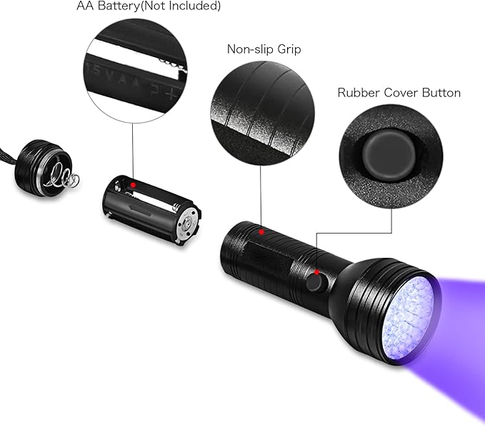 Pet Urine Detector Black Light Flashlight Super Bright 51 LED Portable Handheld Dog Cat Urine Finder for Carpets Furniture and More Aircraft Grade Aluminum Alloy