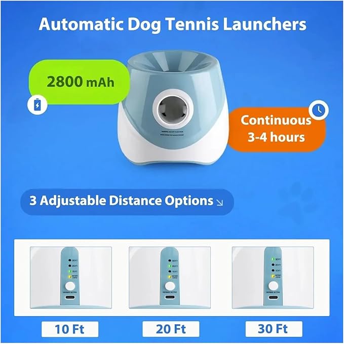 Dog Tennis Ball Launcher Dogs Chase Automatic Toys Fun Interactive Machine Catapult Throw Rechargable(Green)