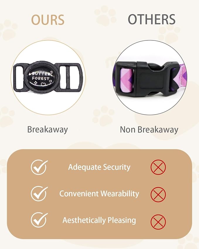 Furry Breakaway Cat Collar with Bell, Adjustable 7.87"-11.78" Kitten Collar, Suitable for All Types of Cats and Small Dogs (M, White)