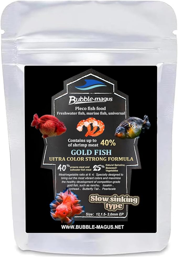 Bubble Magus Sinking Goldfish Food, Color Enhancing, Balanced Diet, All Natural Ingredients, Clear Water Formula, Slow Sinking Gold Fish Pellets, Goldfish Ultra Color (5 oz)