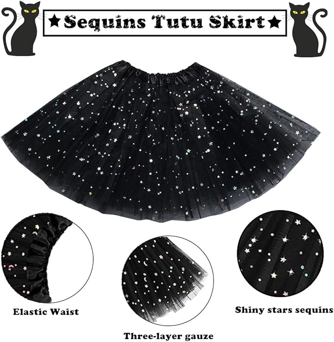Halloween Animals Cosplay Costume Set - Tutu Skirt Animals Headband Bowtie and Tail Costume Accessories